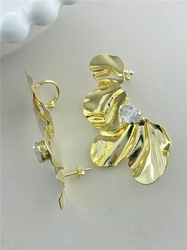 EARCUFF MEIA FLOR C/PONTO LUZ