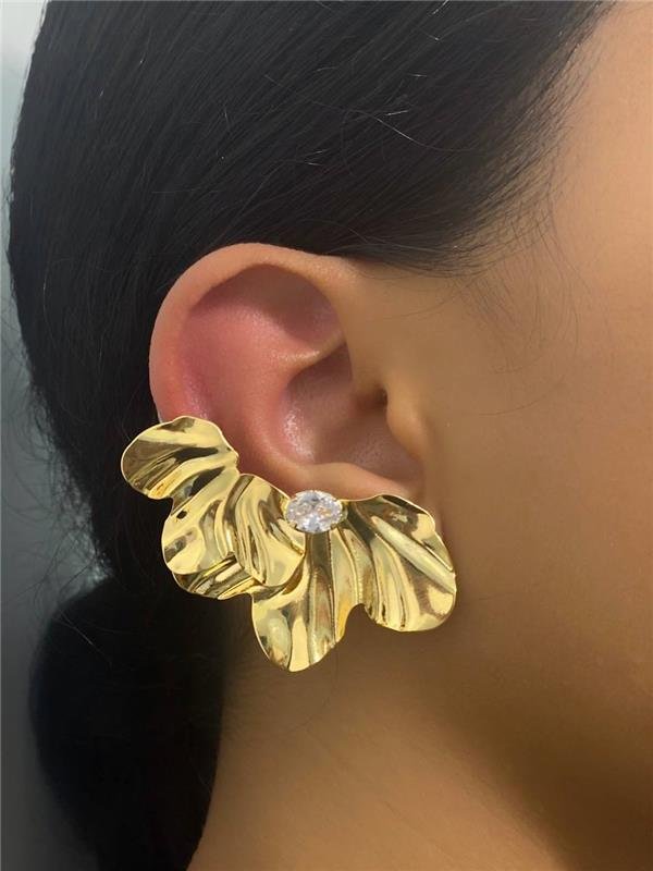 EARCUFF MEIA FLOR C/PONTO LUZ