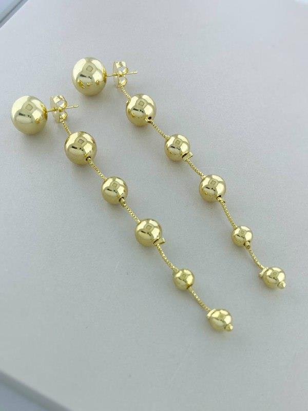 BRINCO PINGENTE FIO ESFERA MAIOR E MENOR