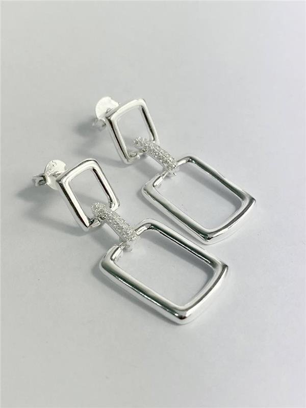 BRINCO PINGENTE RETÂNGULAR C/FIO CRAVEJADO