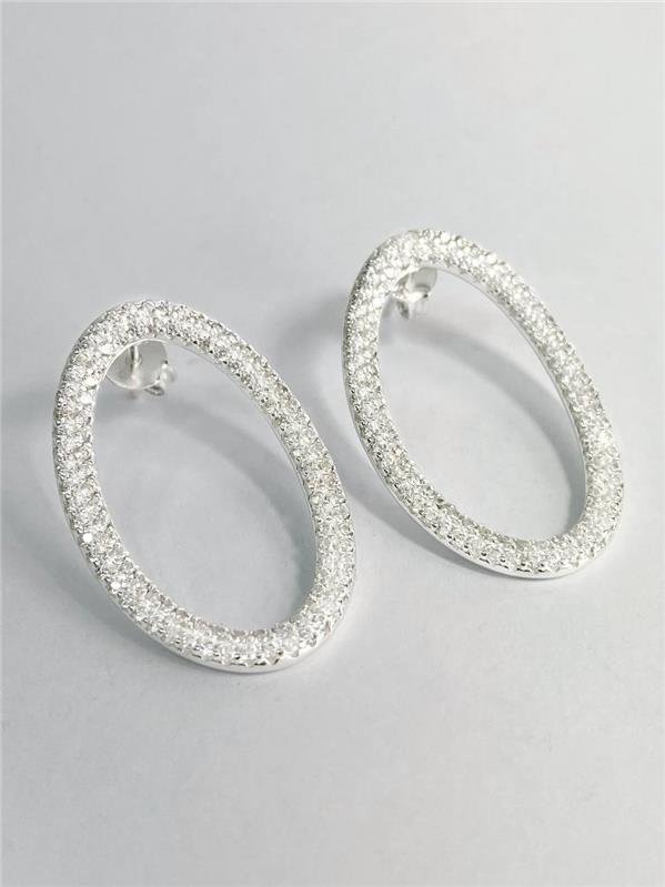 BRINCO OVAL VAZADO C/ZIRCÔNIA