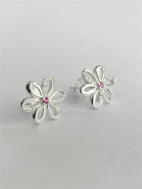 BRINCO FLOR C/PONTO LUZ RUBI