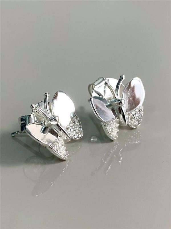 BRINCO BORBOLETA LISA E ZIRCÔNIA