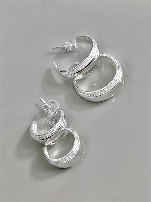 BRINCO DUPLA ARGOLA C/FILETE ZIRCÔNIA