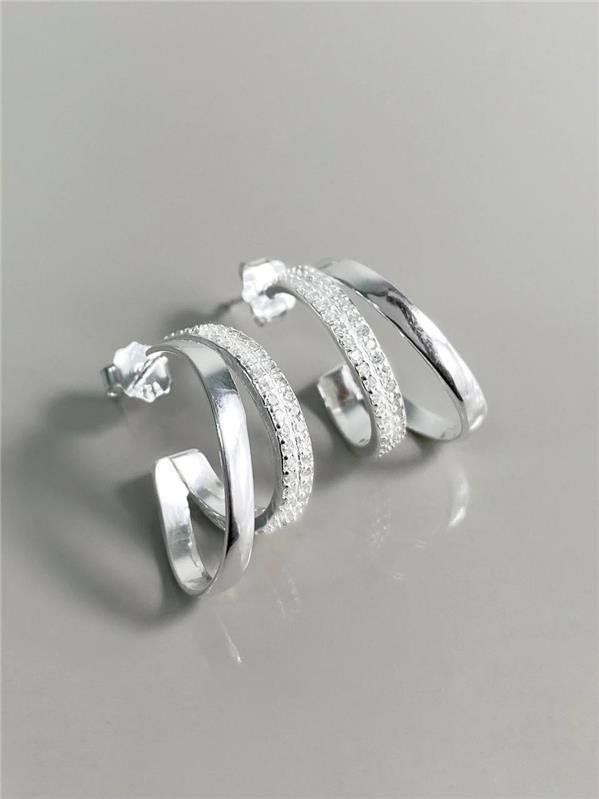 BRINCO ARGOLA 2 FIOS LISO E CRAVEJADO