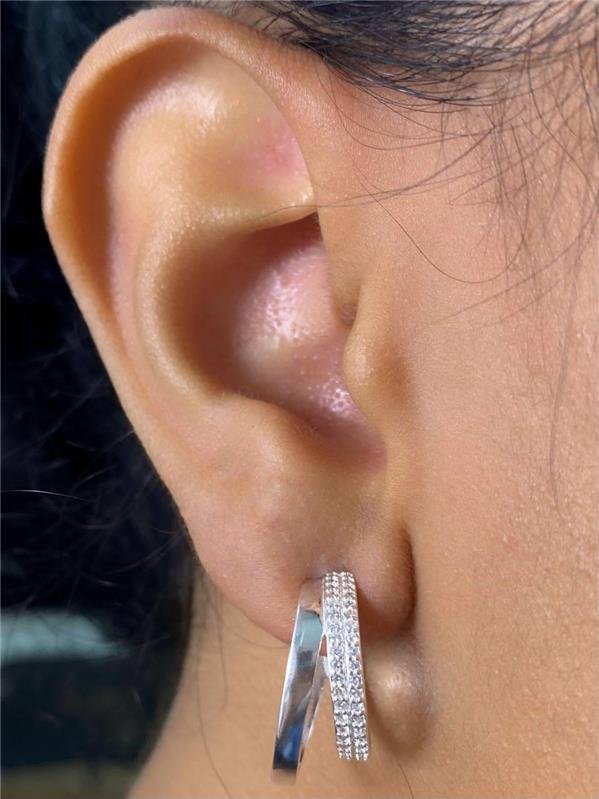 BRINCO ARGOLA 2 FIOS LISO E CRAVEJADO