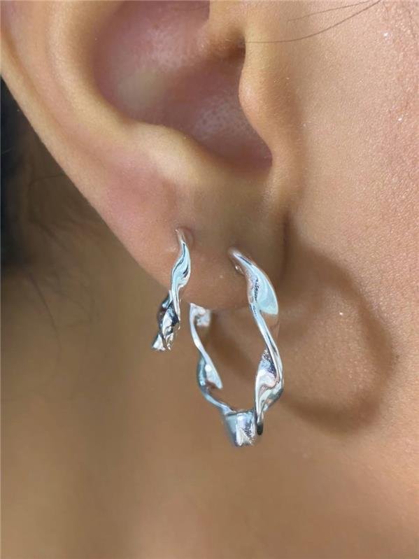 BRINCO DUPLO ARGOLA FIO TORCIDO