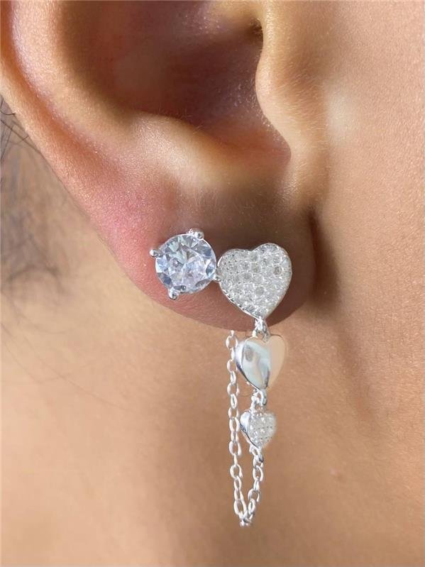 BRINCO DUPLO CORAÇÃO E PONTO LUZ