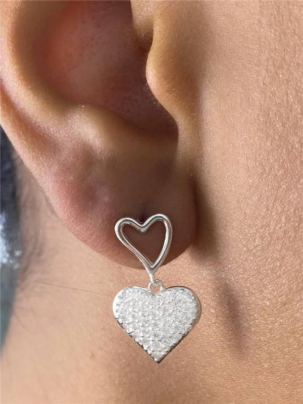 BRINCO PINGENTE CORAÇÃO CRAVEJADO