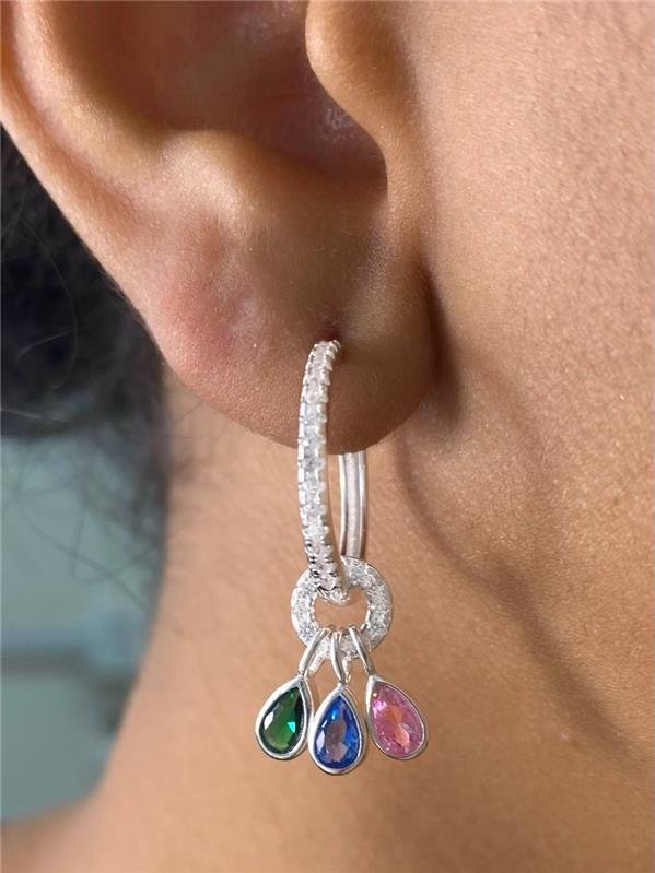 BRINCO ARGOLA C/PINGENTE GOTA COLOR