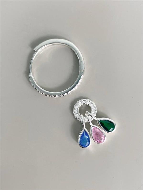 BRINCO ARGOLA C/PINGENTE GOTA COLOR