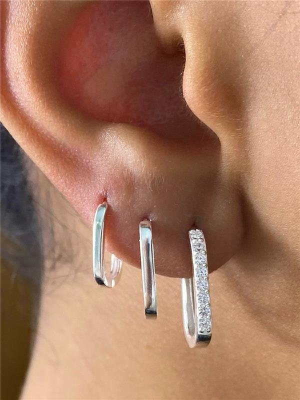 BRINCO TRIO ARGOLA ÚNICO ZIRCÔNIA E LISO