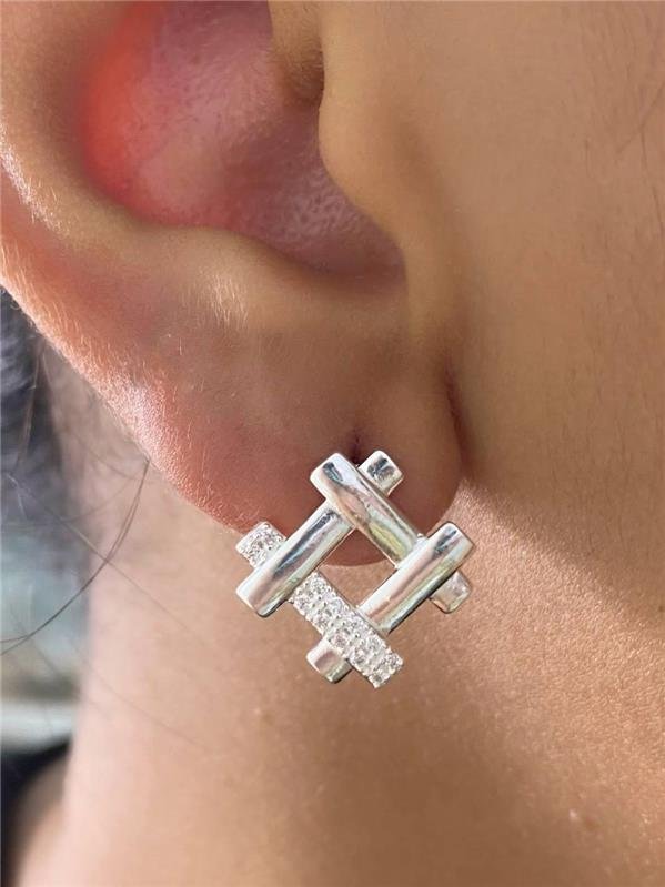 BRINCO HASHTAG LISO E ZIRCÔNIA 1,2CM
