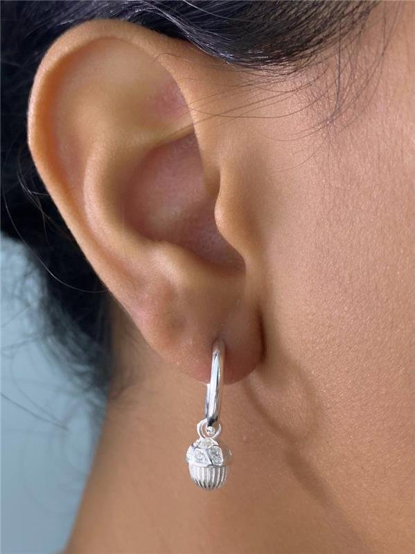 BRINCO ARGOLA PINGENTE CASTANHA E FOLHA