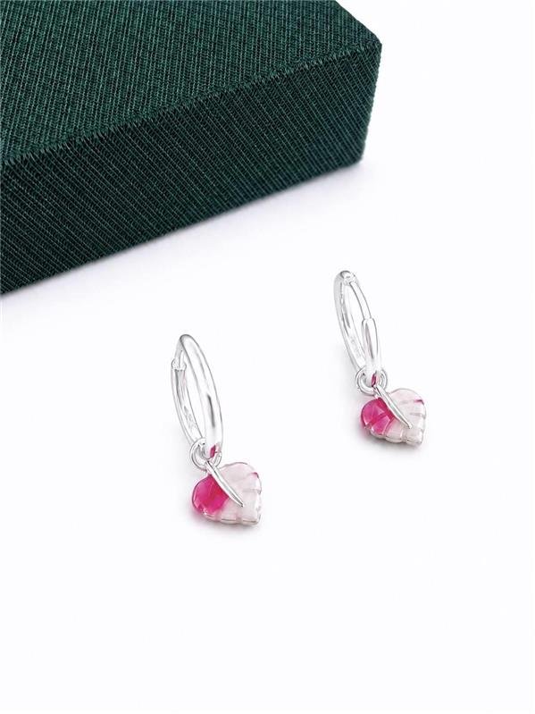 BRINCO ARGOLINHA PINGENTE FOLHA 1,3CM