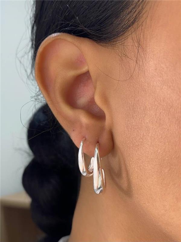 BRINCO DUPLO MEIA ARGOLA GANCHO