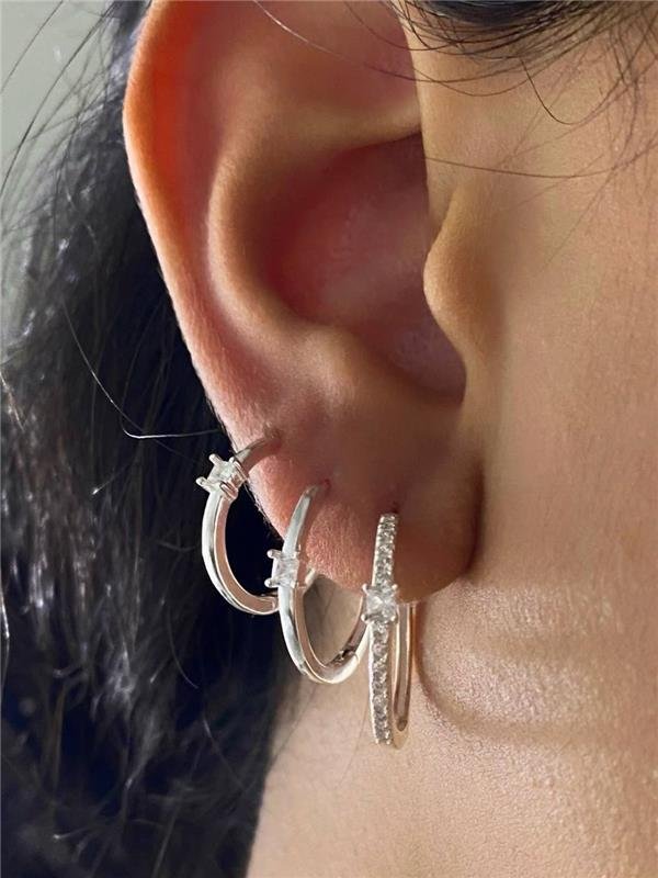 BRINCO TRIO ARGOLA C/ZIRCÔNIA