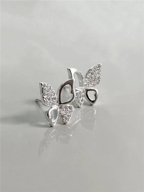 BRINCO BORBOLETA ZIRCÔNIA E VAZADO