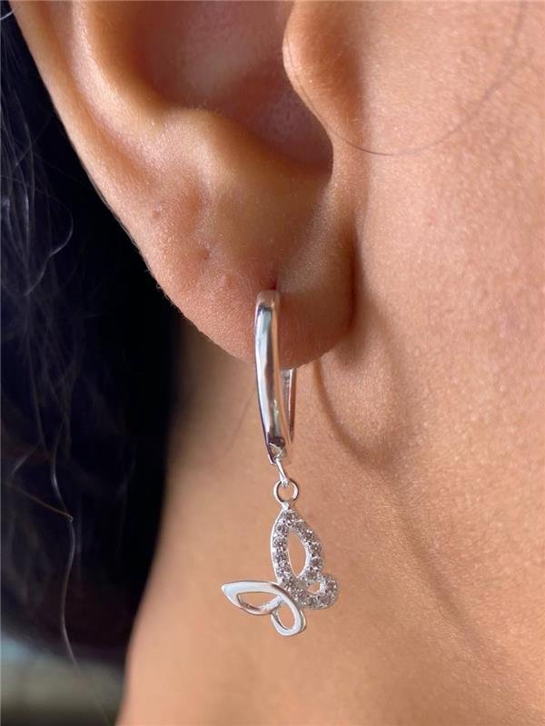 BRINCO ARGOLA PINGENTE BORBOLETA