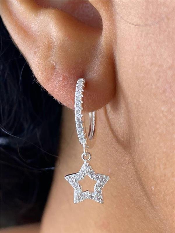 BRINCO ARGOLINHA PINGENTE ESTRELA 