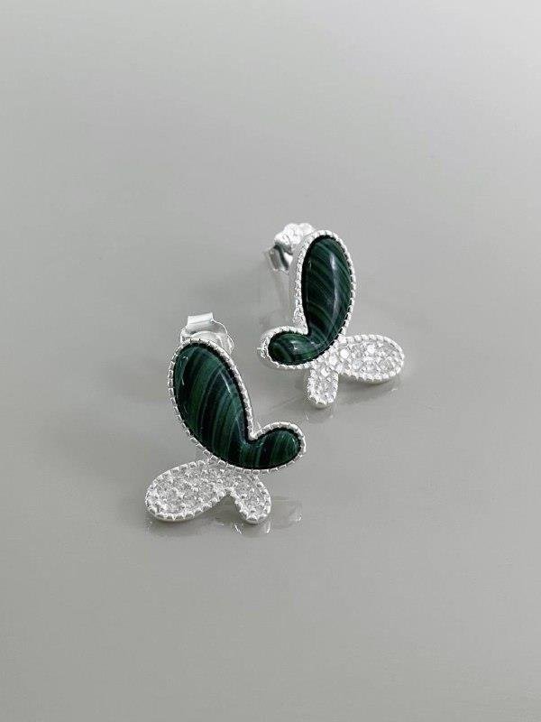 BRINCO BORBOLETA ZIRCÔNIA E PEDRA VERDE