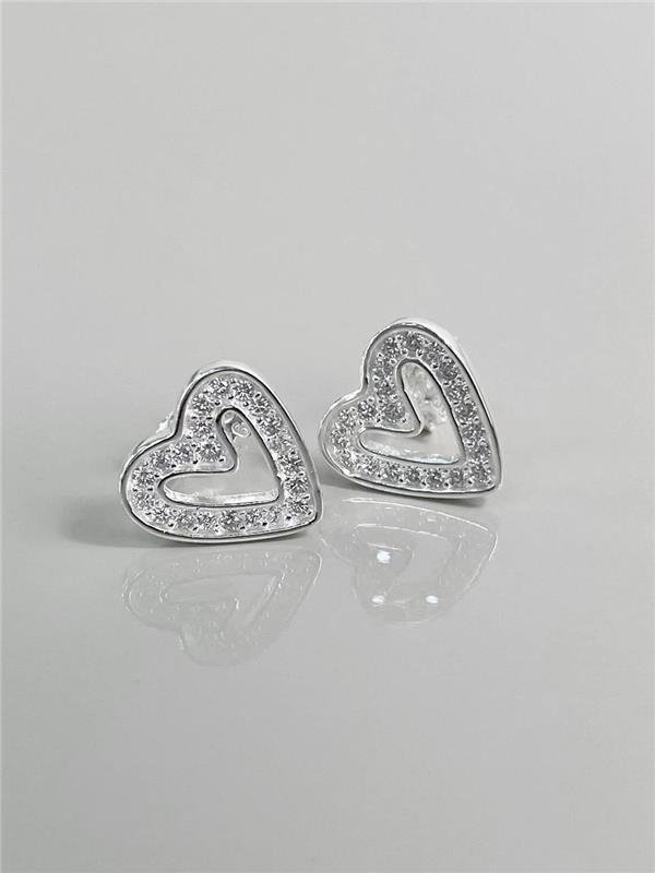 BRINCO CORAÇÃO VAZADO C/ZIRCÔNIA