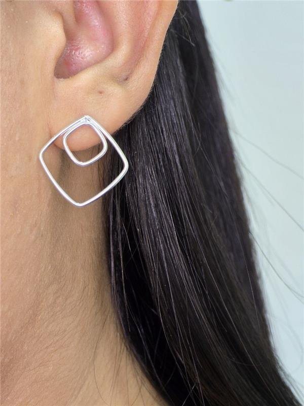 BRINCO DUPLO LOSANGO FIO