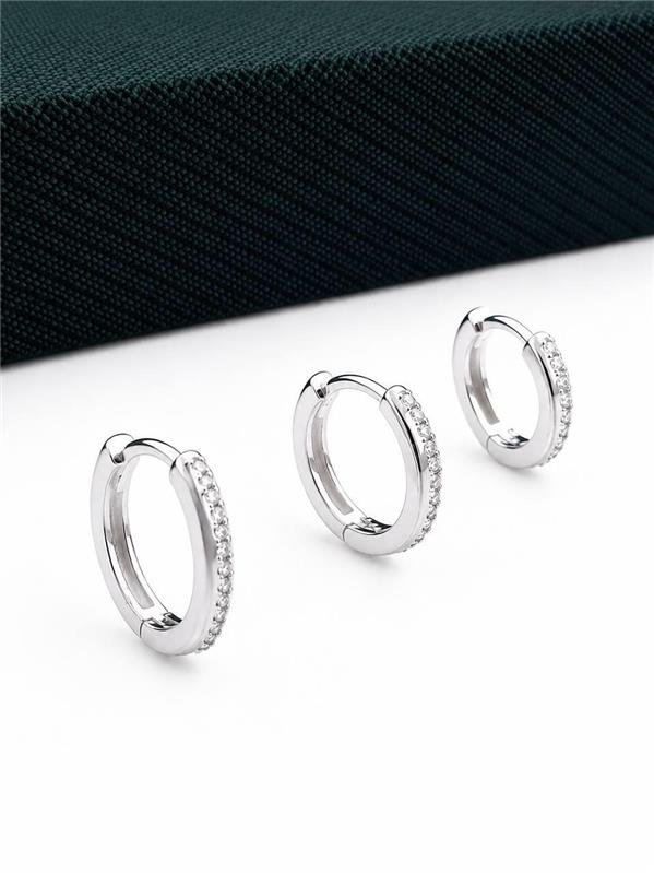 BRINCO TRIO ARGOLINHA C/FIO LISO E ZIRCÔNIA