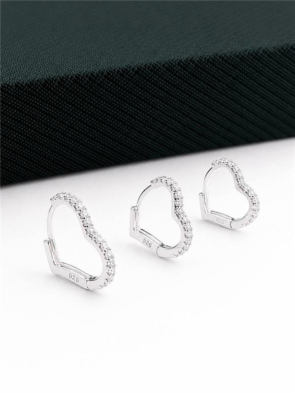 BRINCO TRIO ARGOLINHA CORAÇÃO C/FIO EM ZIRCÔNIA