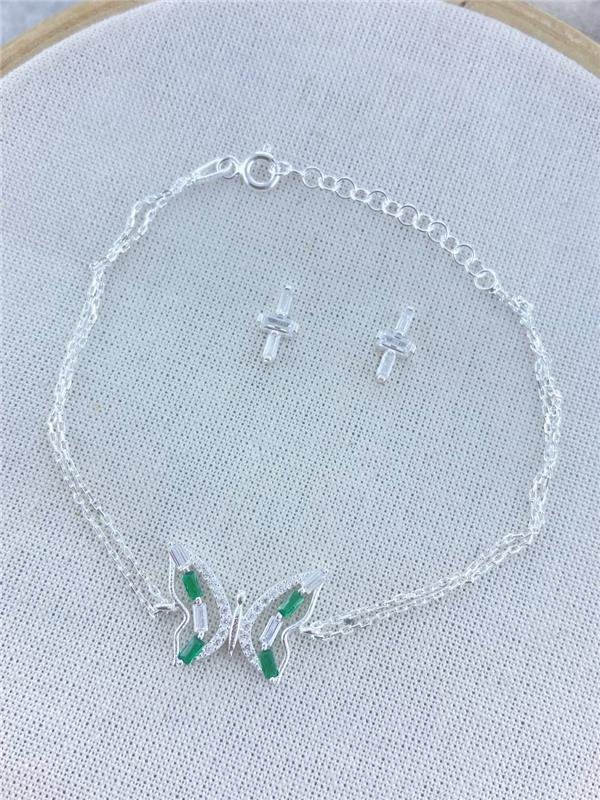 CONJUNTO PULSEIRA+BRINCO BORBOLETA 18CM