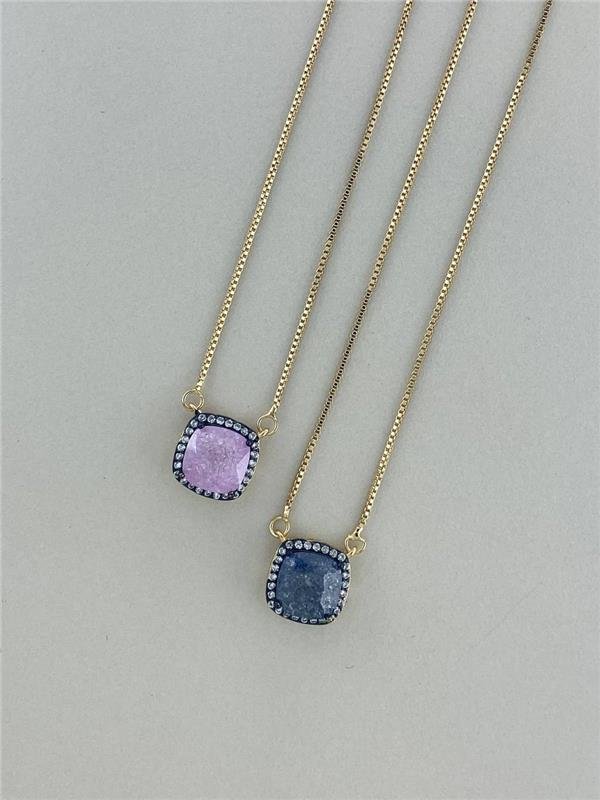 CONJUNTO BRINCO+COLAR+ANEL QUADRADO