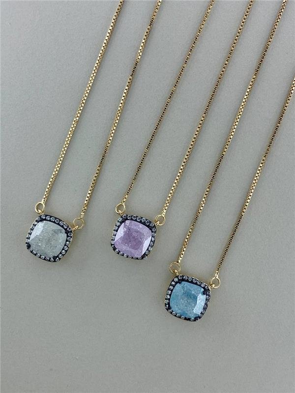 CONJUNTO BRINCO+COLAR QUADRADO