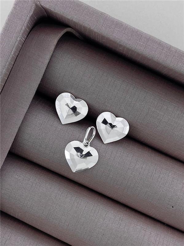 CONJUNTO BRINCO+PINGENTE CORAÇÃO 3D