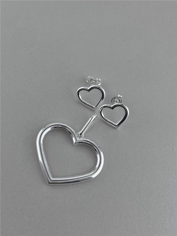 CONJUNTO BRINCO+PINGENTE CORAÇÃO VAZADO