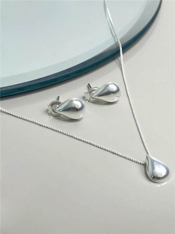 CONJUNTO COLAR+BRINCO GOTA LISA 45CM