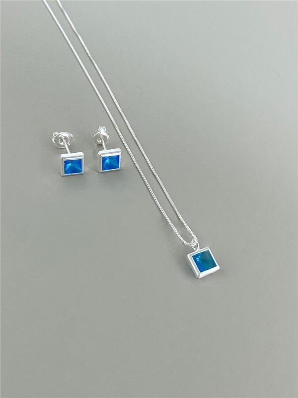 CONJUNTO COLAR+BRINCO QUADRADO 45CM