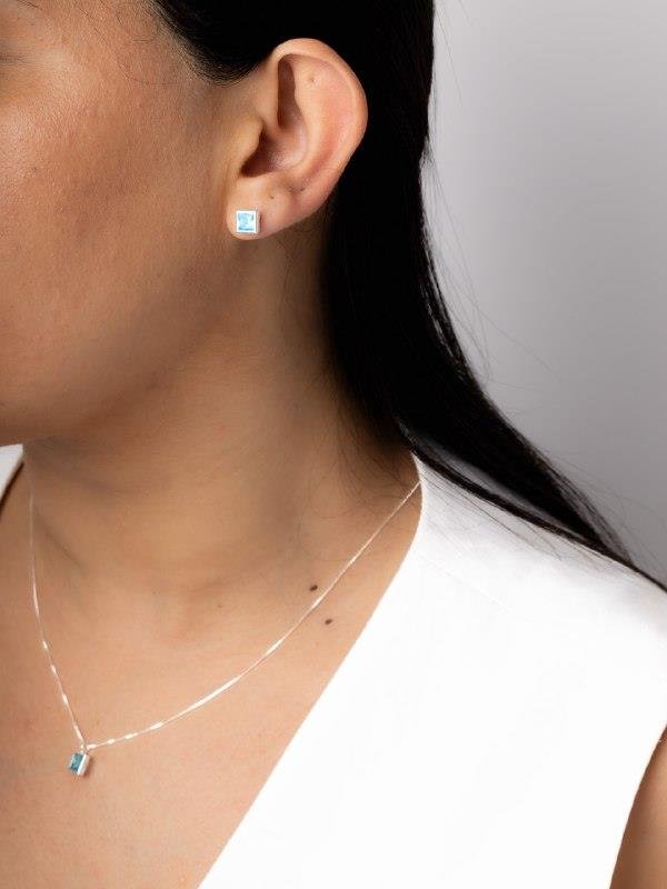 CONJUNTO COLAR+BRINCO QUADRADO 45CM