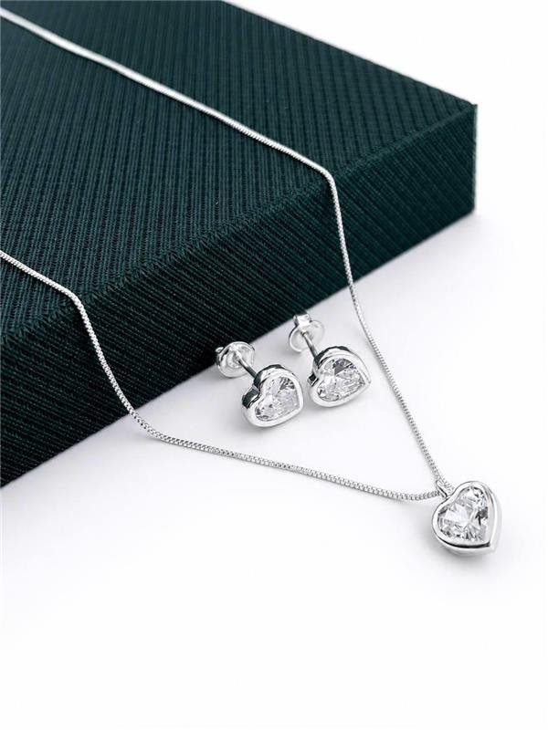 CONJUNTO COLAR V12+BRINCO PONTO LUZ CORAÇÃO