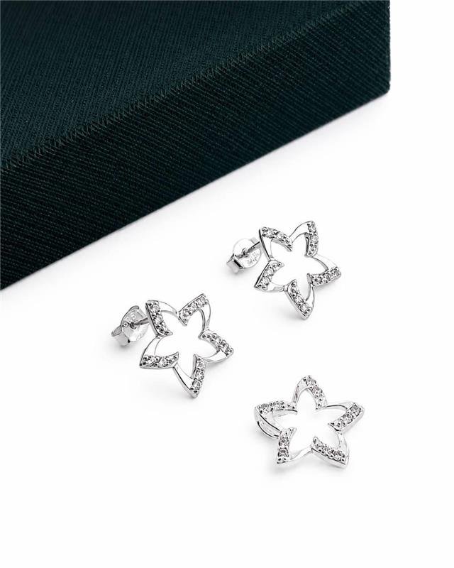 CONJUNTO BRINCO+PINGENTE ESTRELA VAZADA