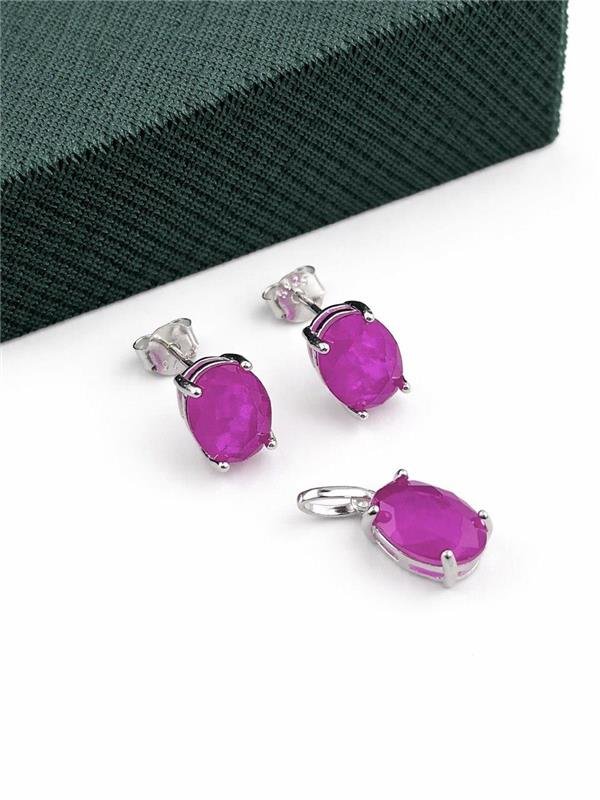 CONJUNTO BRINCO+PINGENTE OVAL ZIRCÔNIA FUSION