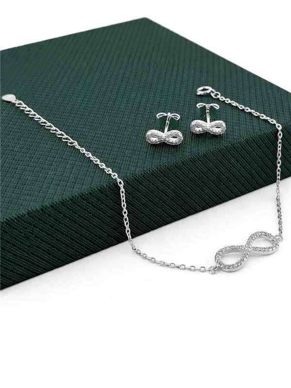CONJUNTO PULSEIRA+BRINCO INFINITO C/ZIRCÔNIA
