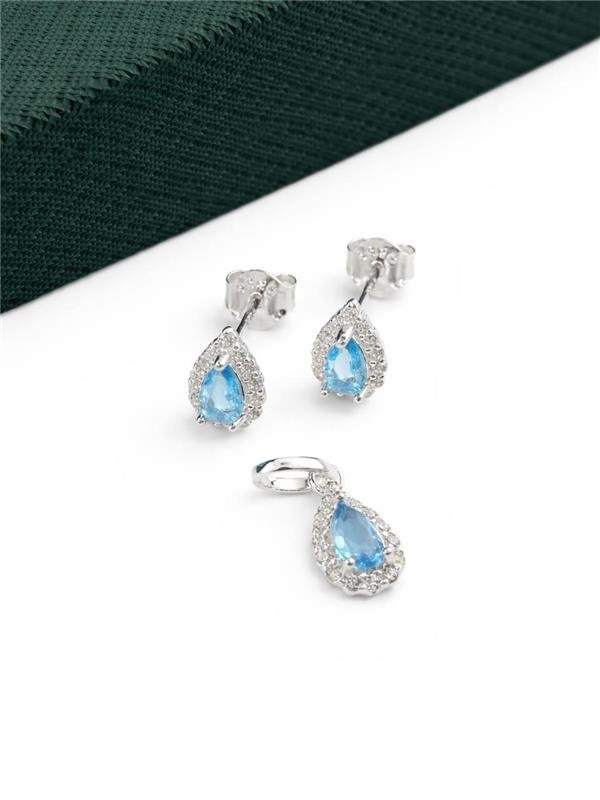 CONJUNTO BRINCO+PINGENTE GOTA C/ZIRCÔNIA