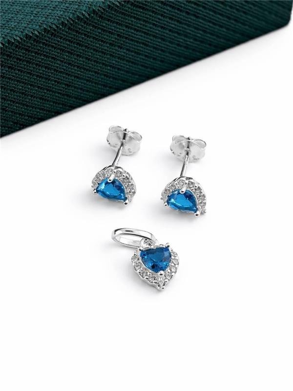 CONJUNTO BRINCO+PINGENTE CORAÇÃO C/ZIRCÔNIA