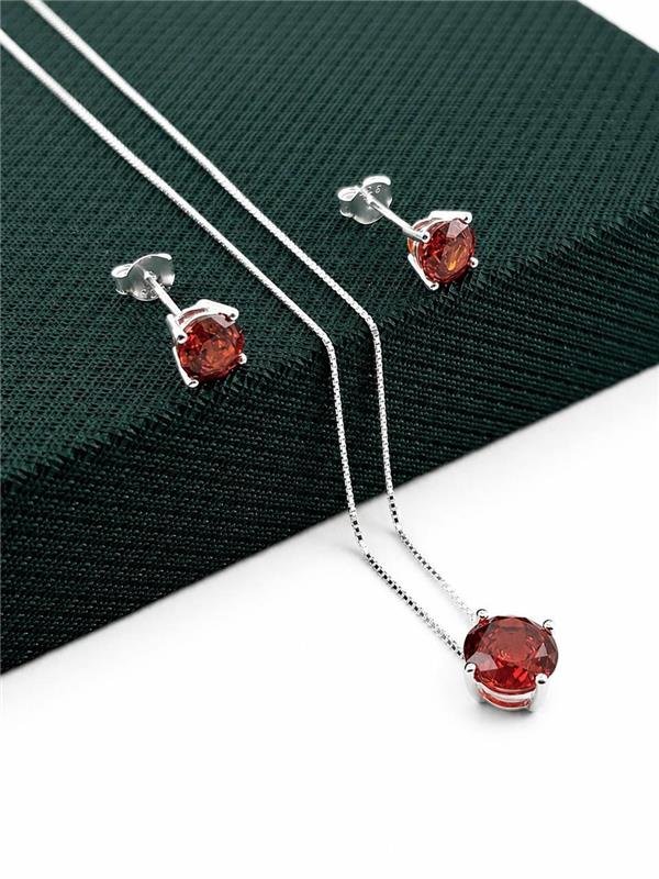 CONJUNTO COLAR V12+BRINCO REDONDO ROSE CUT