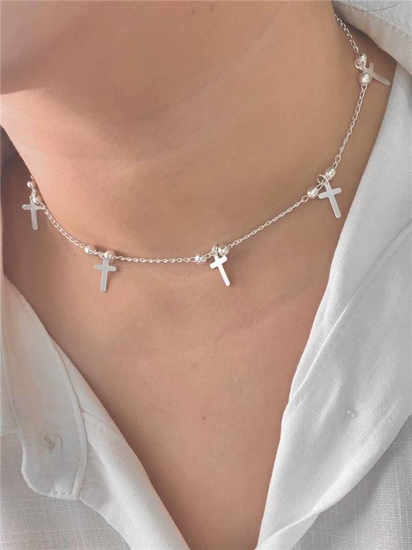 COLAR CHOKER BOLA/CRUZ 40CM