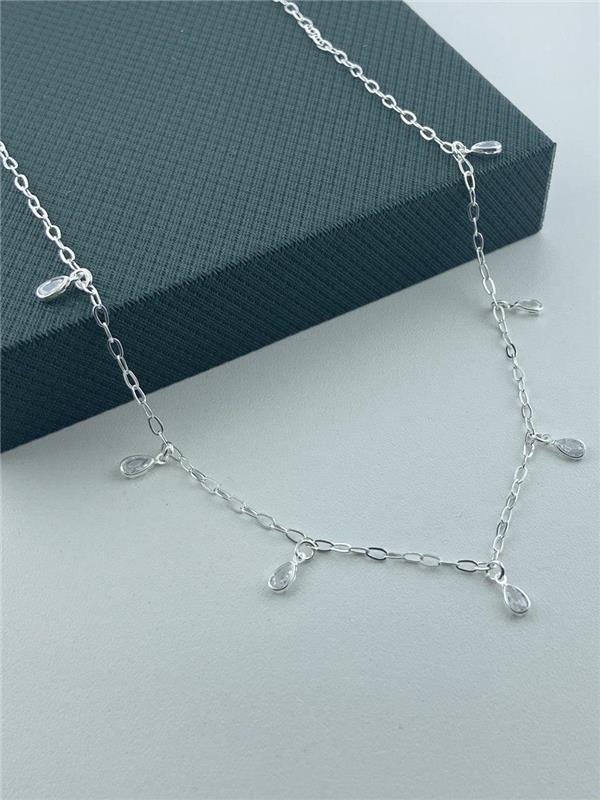 COLAR COM PINGENTE PONTO LUZ GOTA 40CM+5CM EXTENSOR