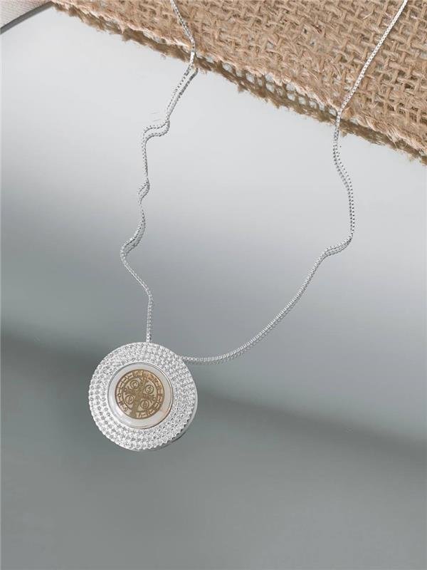 COLAR V15 MEDALHA SÃO BENTO CRAVEJADO