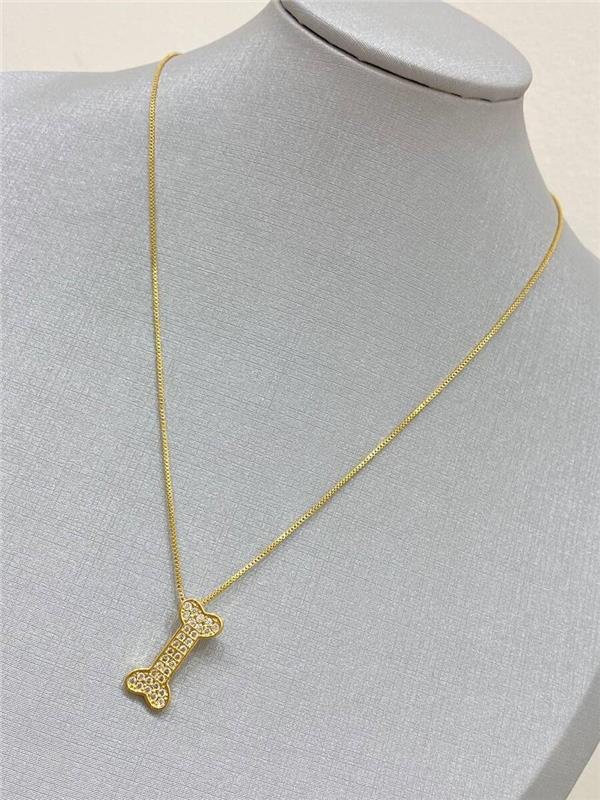 COLAR PINGENTE OSSO CRAVEJADO