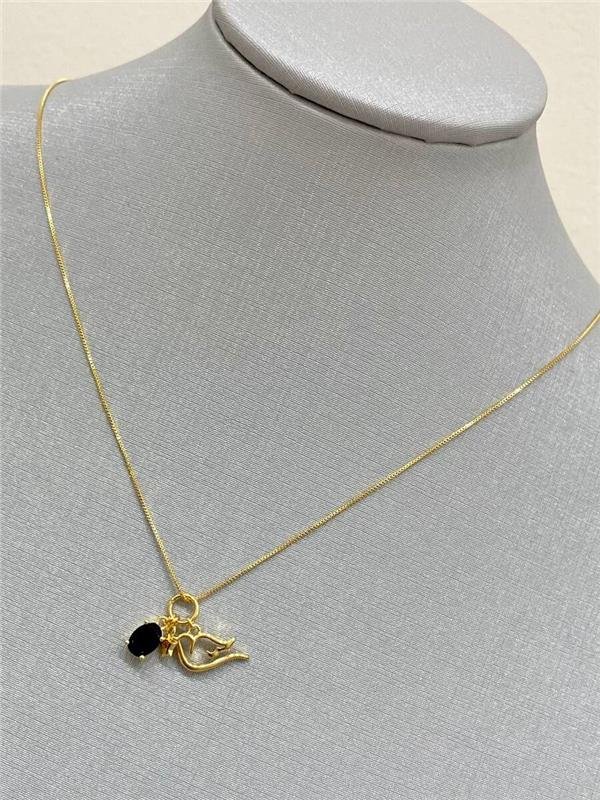 COLAR PINGENTE PASSARO E PONTO