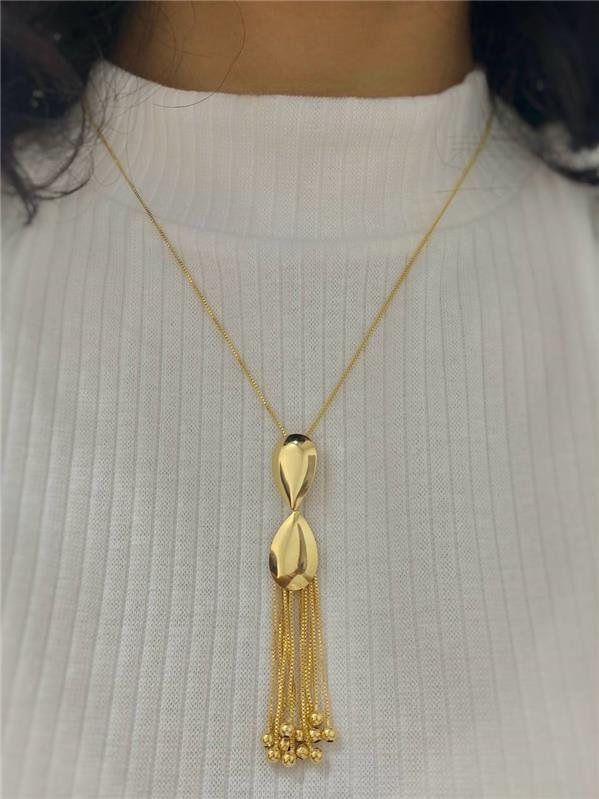 COLAR V12 C/PINGENTE GOTA E FRANJA